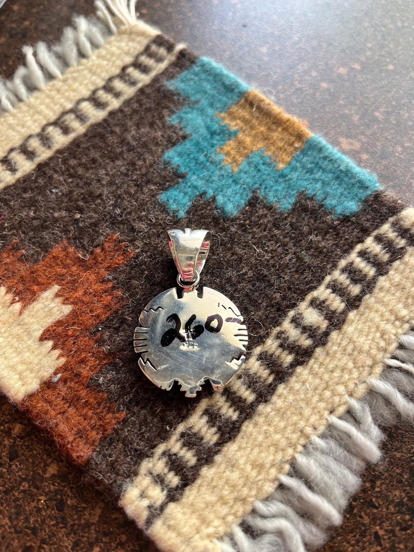 Multicolored Inlay Pendant Signed