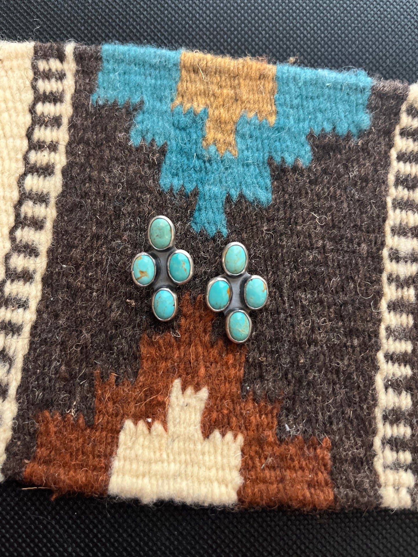 4 Stone Turquoise Post Back Earring