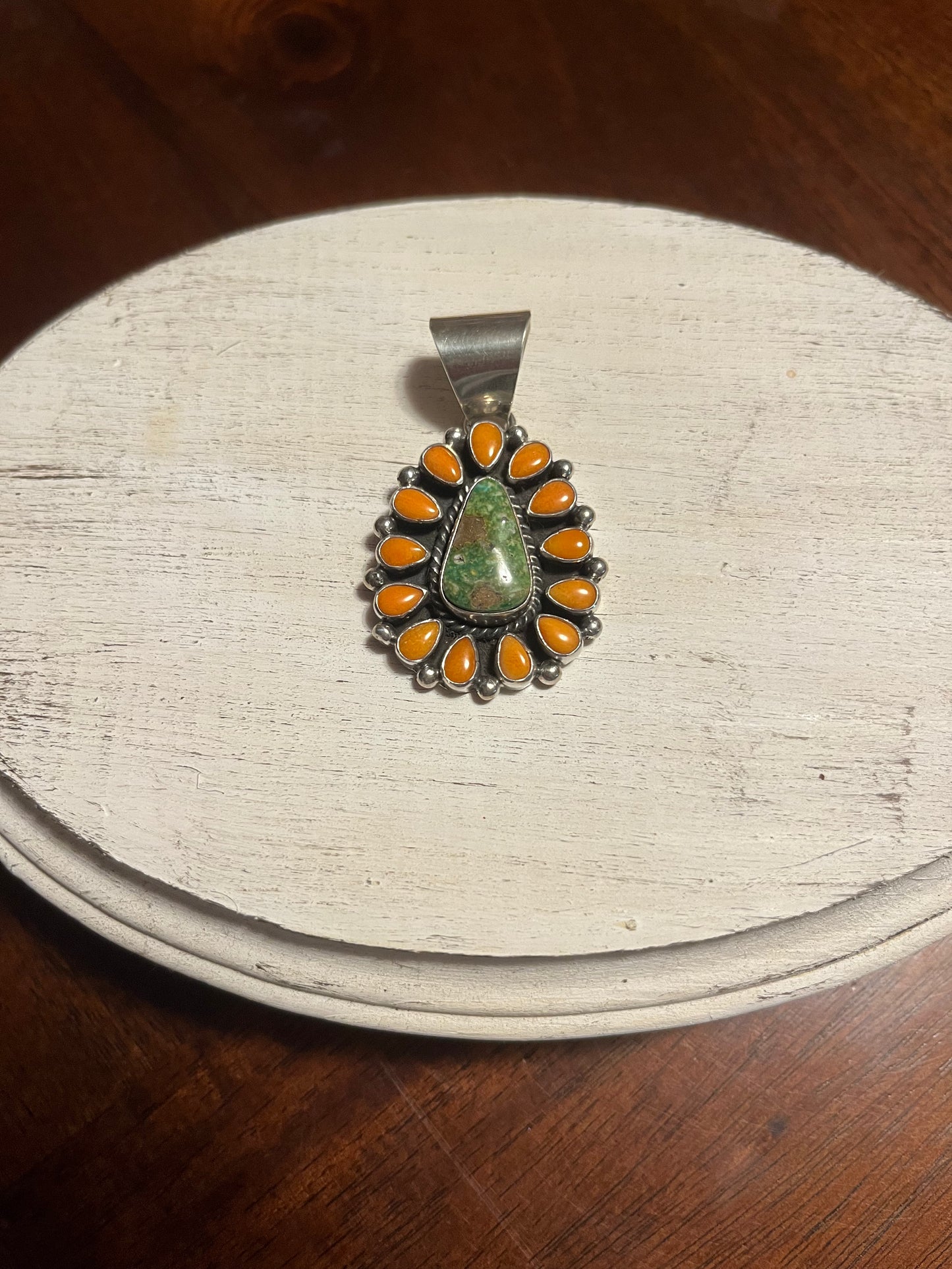 Coral and Turquoise Pendant