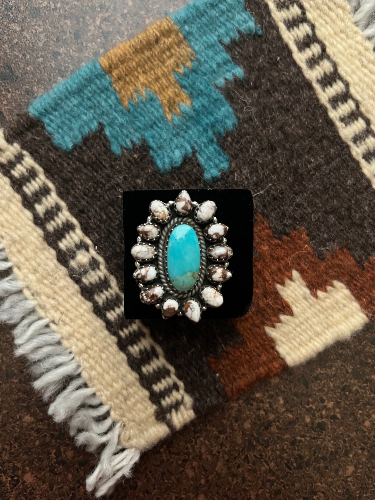 Turquoise and Wild Horse Adjustable Ring