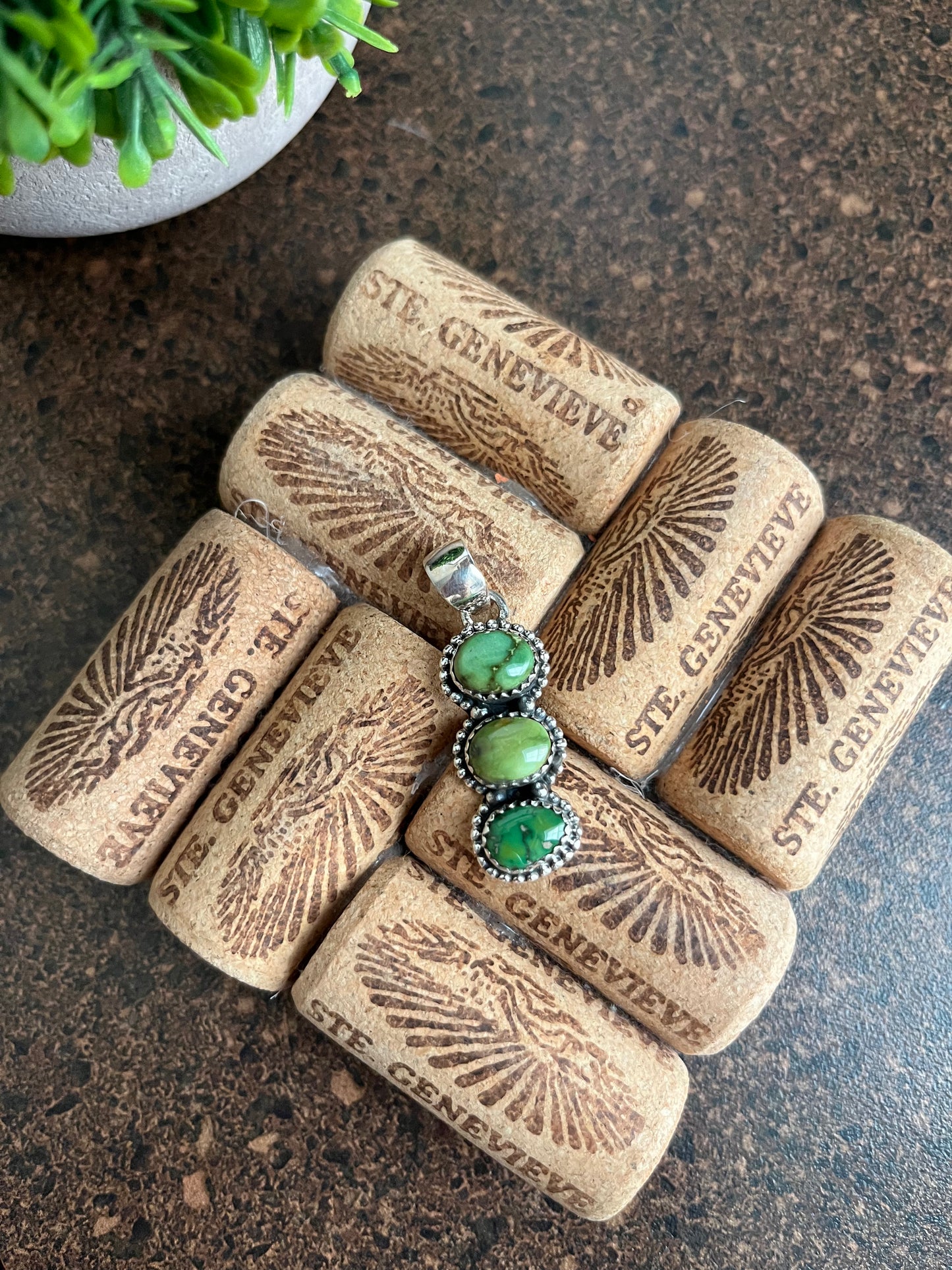 Handmade Sonoran Gold Turquoise Pendant