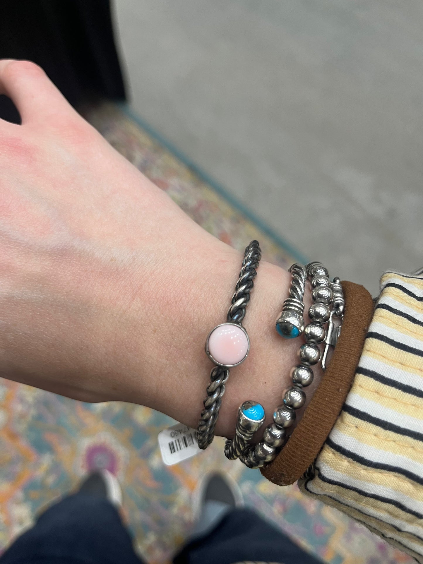 Pink Conch Twisted Wire Cuff Bracelet