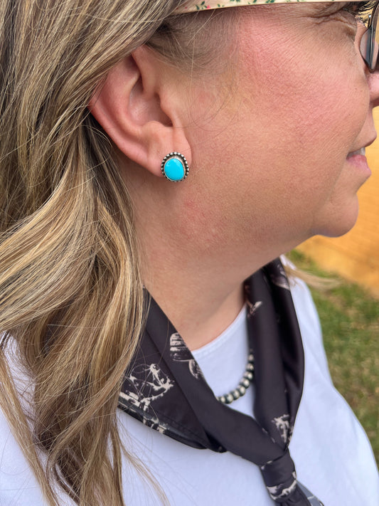 Turquoise Post Back Earrings