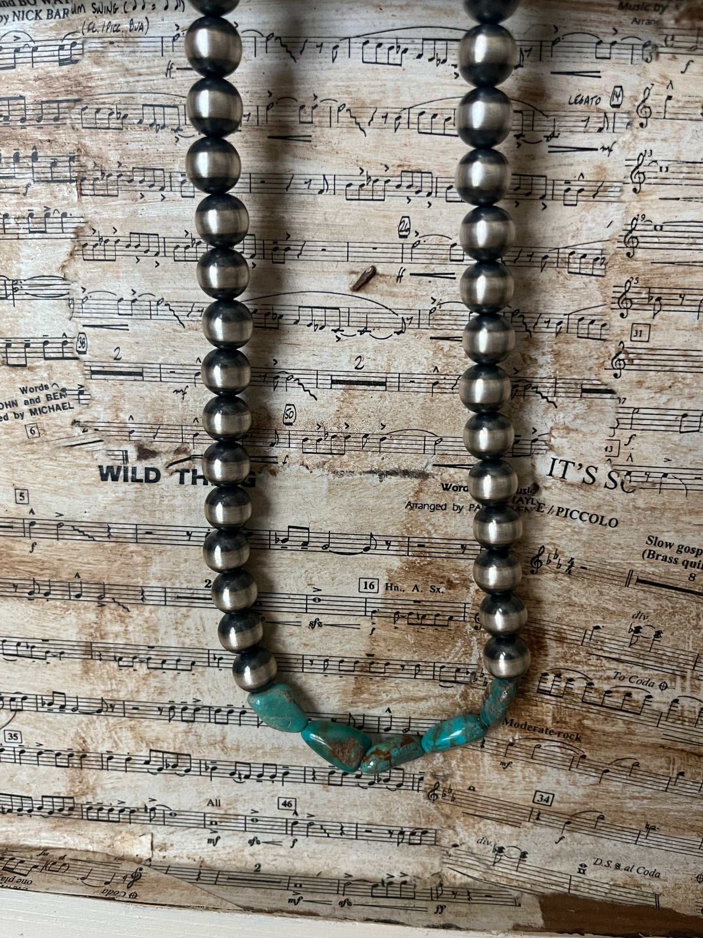 5 Stone Turquoise and Navajo Pearl Beaded Necklace
