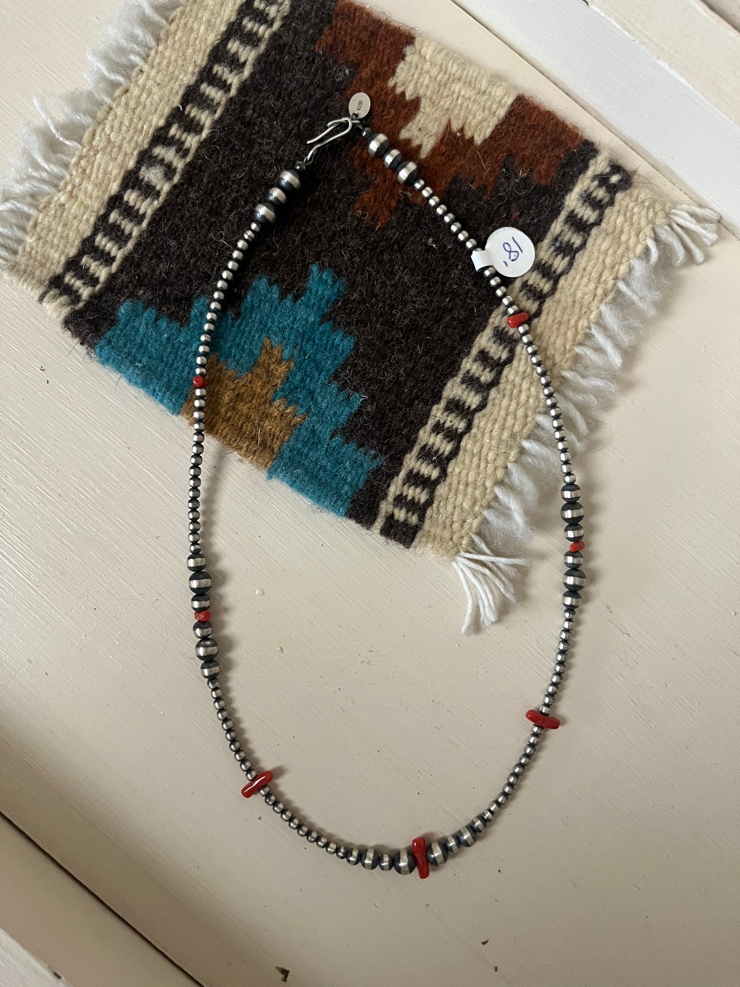 Graduated beaded Necklace with Red Spiny Oyster