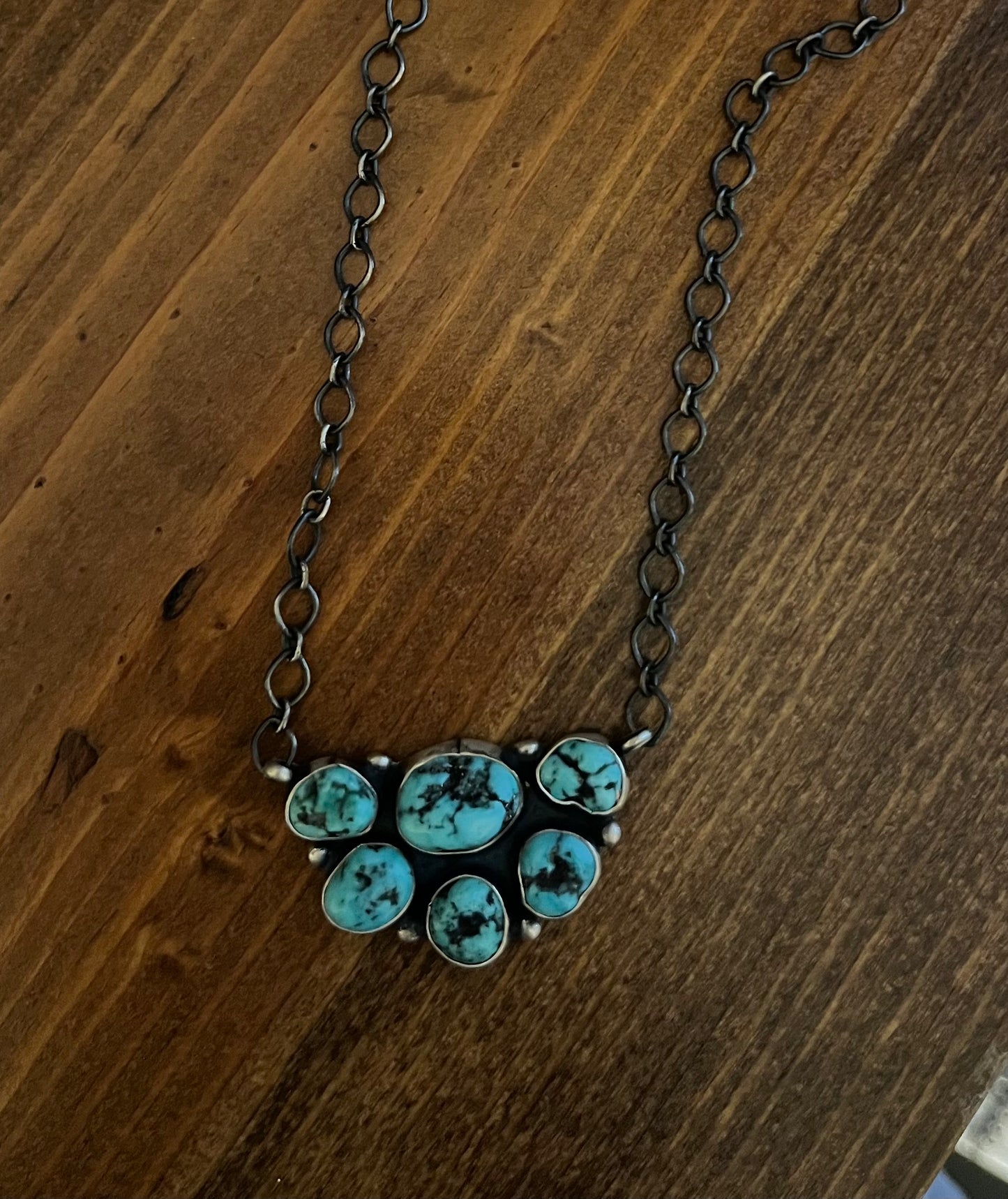Turquoise Cluster Necklace 20"