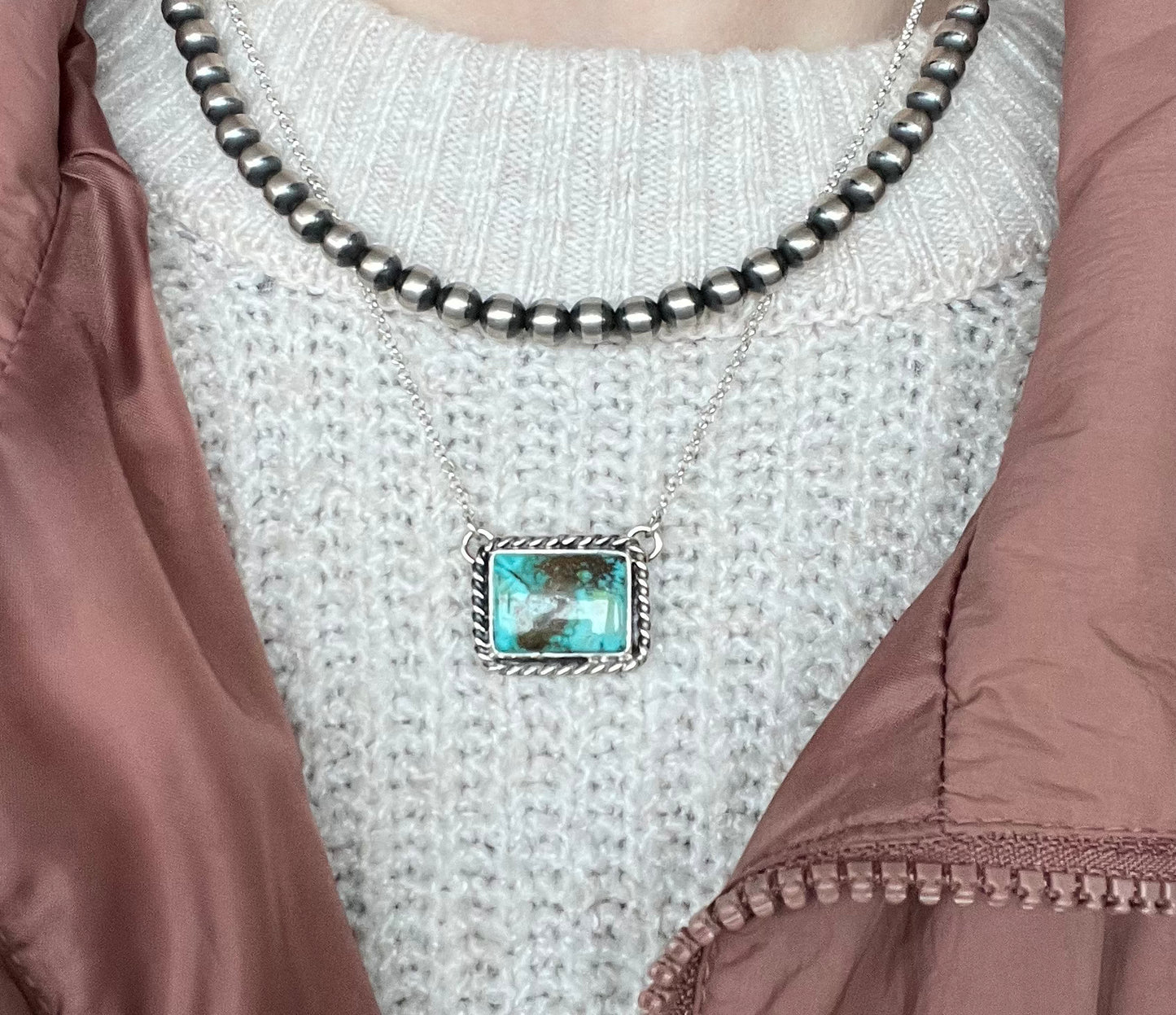 Turquoise Bar Necklace 18"