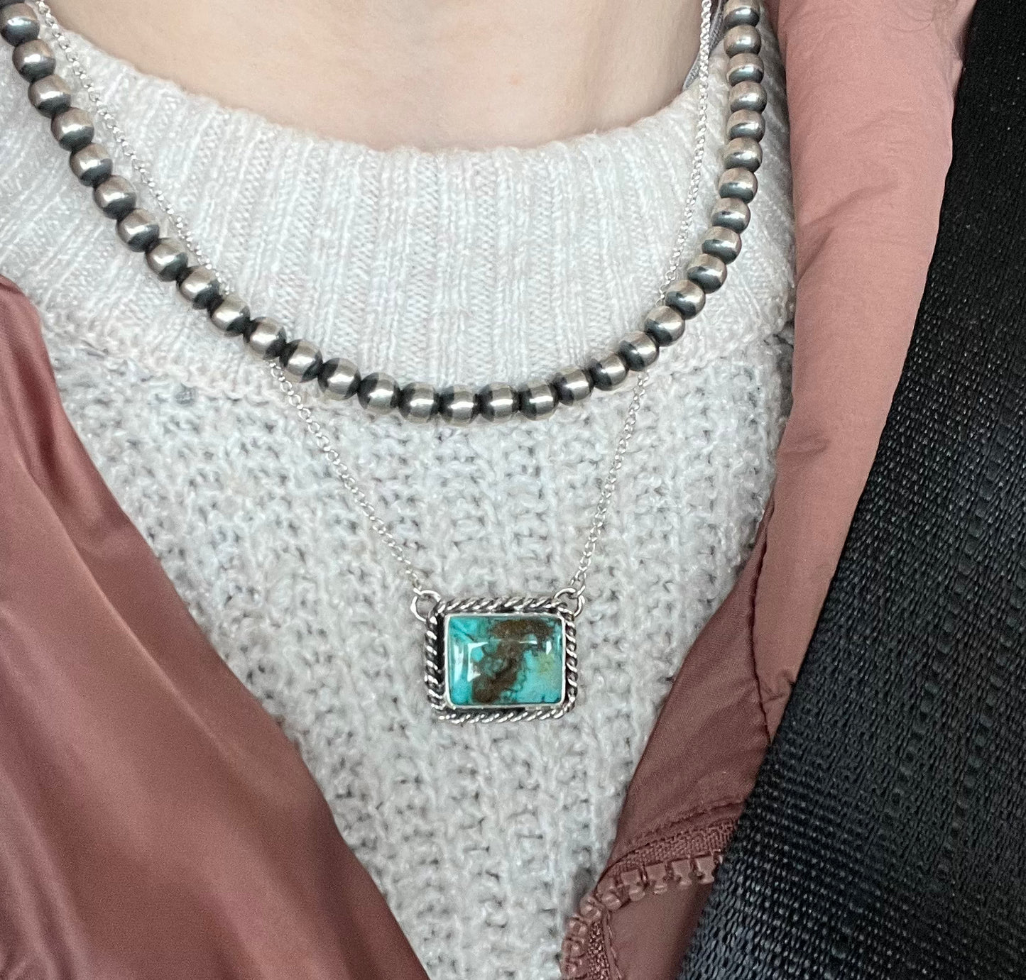 Turquoise Bar Necklace 18"