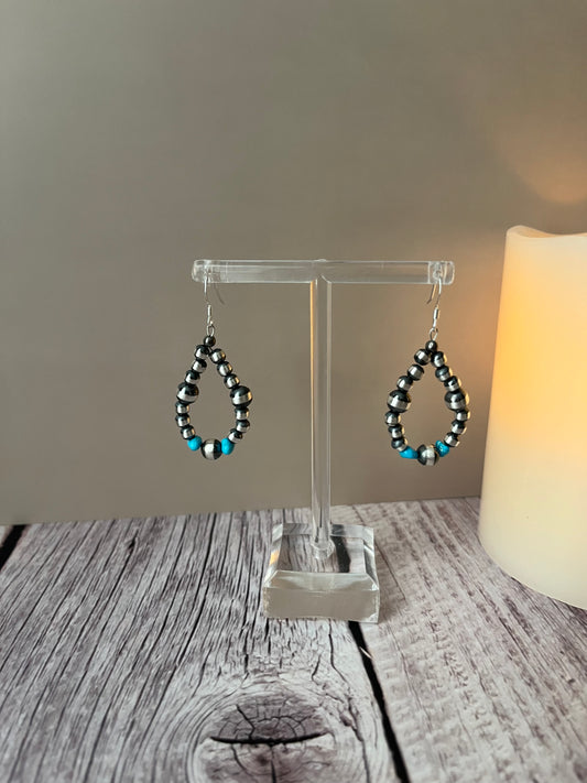 Mixed Beaded and Turquoise Small Earrings