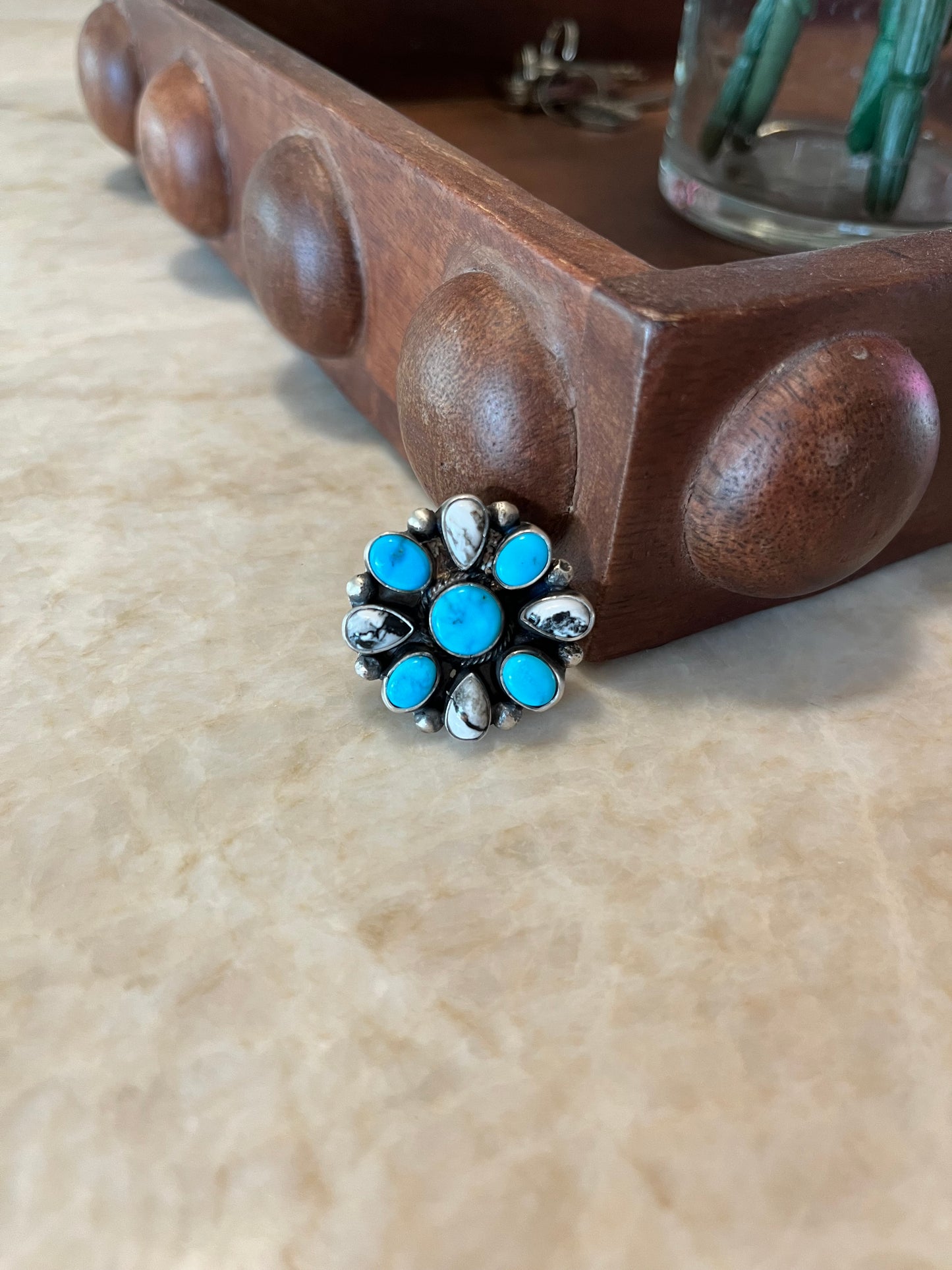 Adjustable White Buffalo and Turquoise