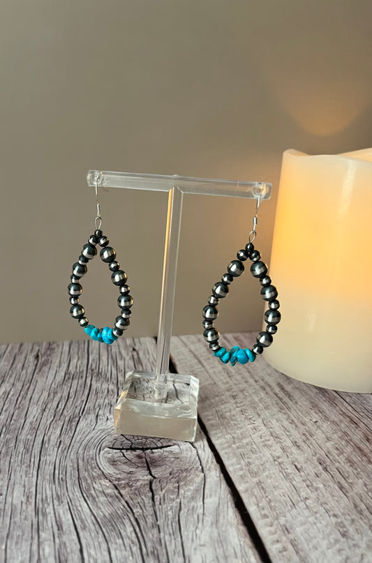 Alternating Bead and Turquoise Earrings