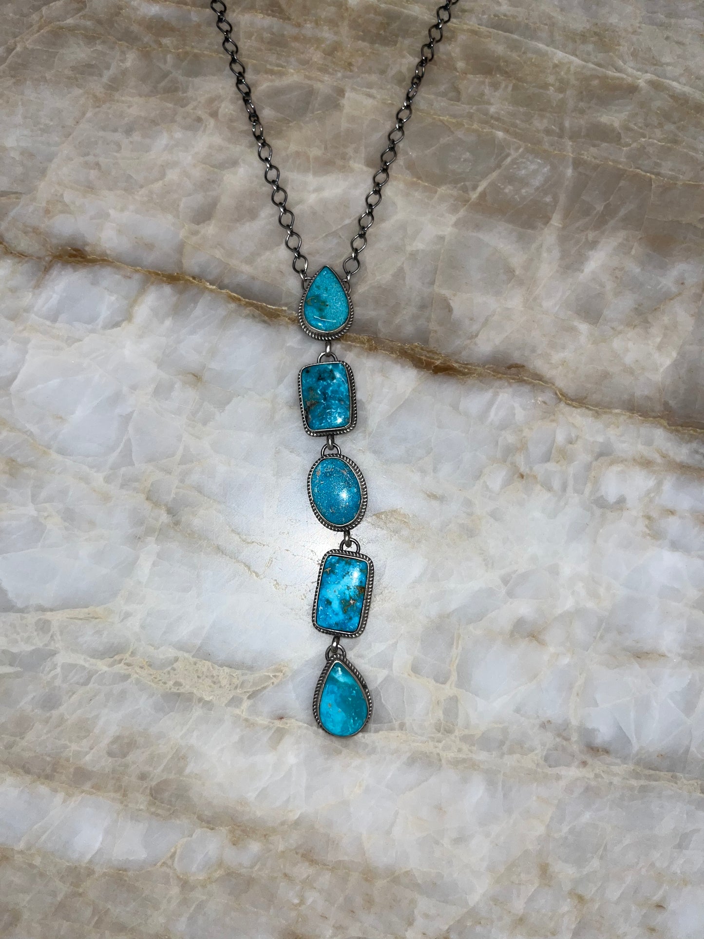 Stamped Lariat Navajo Made Necklace