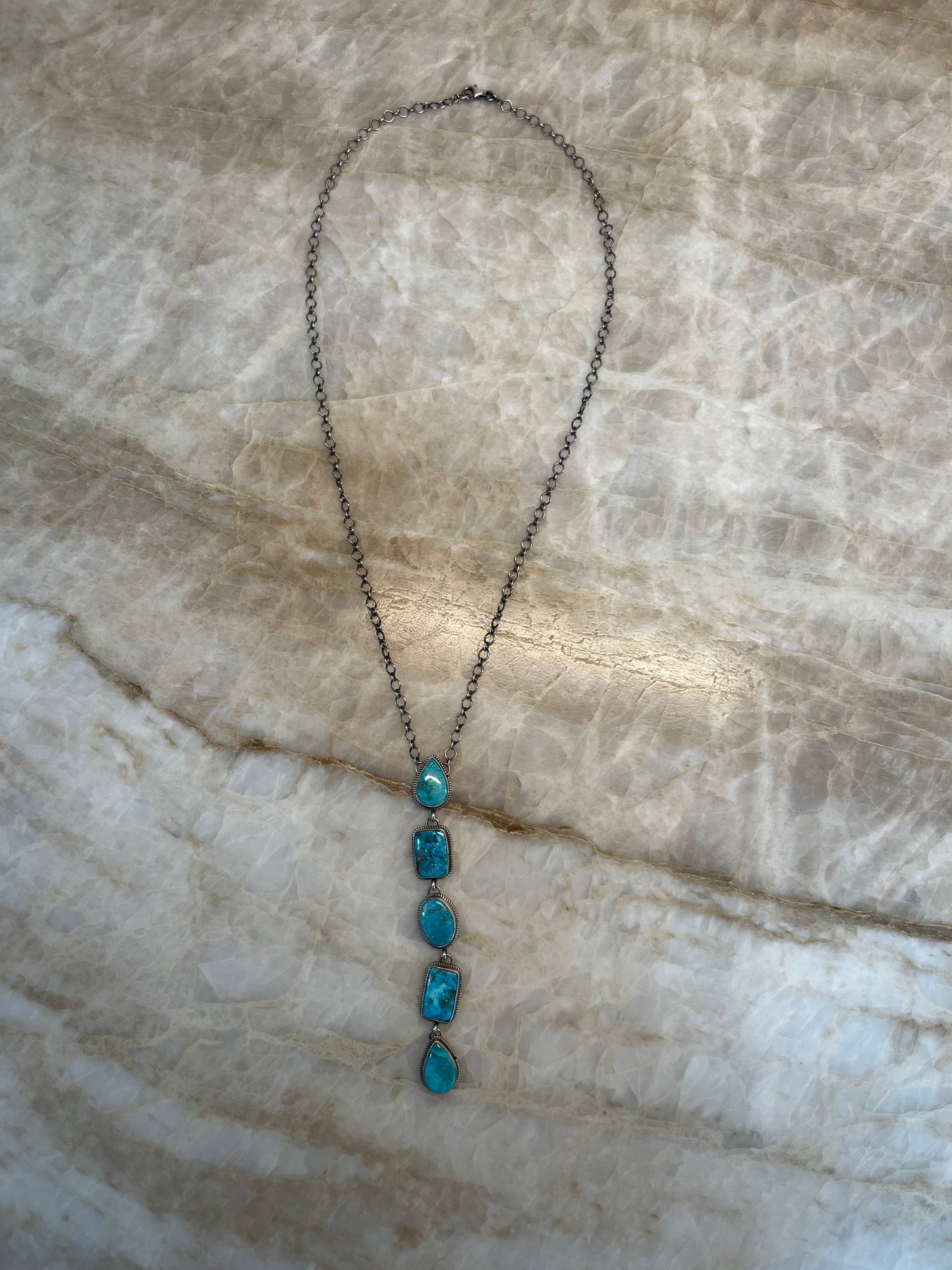 Stamped Lariat Navajo Made Necklace