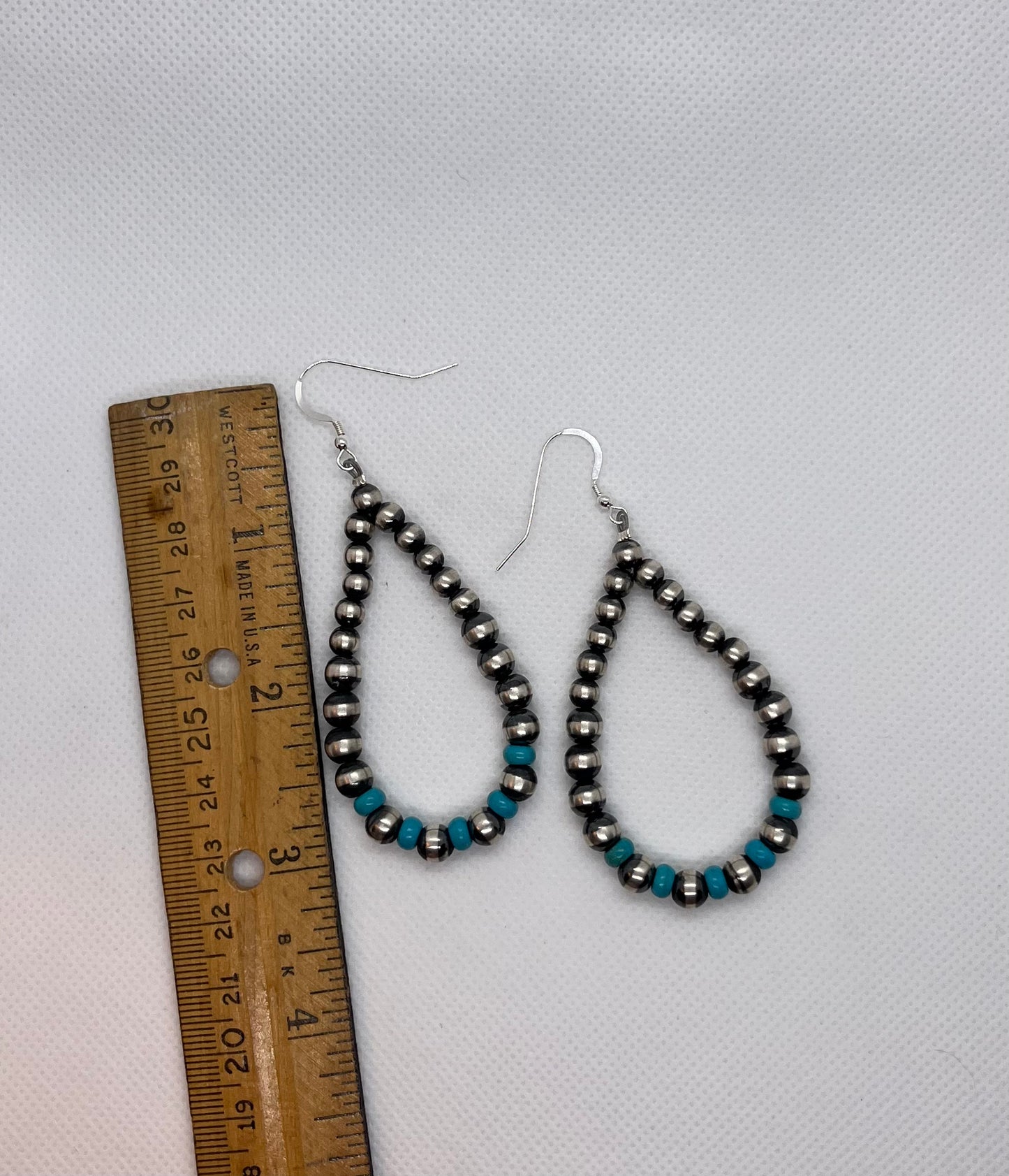 Navajo Pearl Earrings with Turquoise 3"