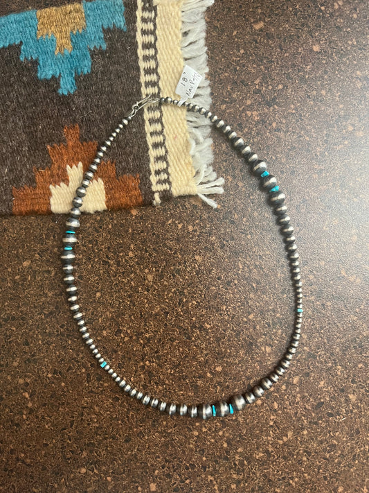 Graduated Navajo Pearl and Turquoise Necklace