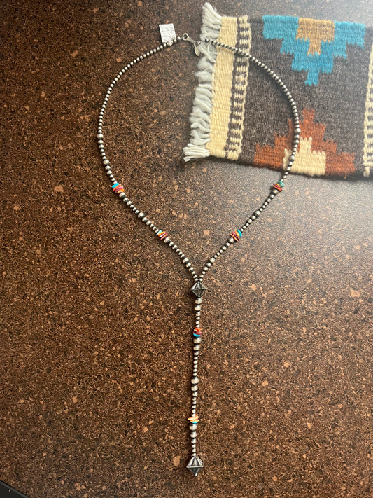 Multicolor Navajo Pearl Lariat Necklace