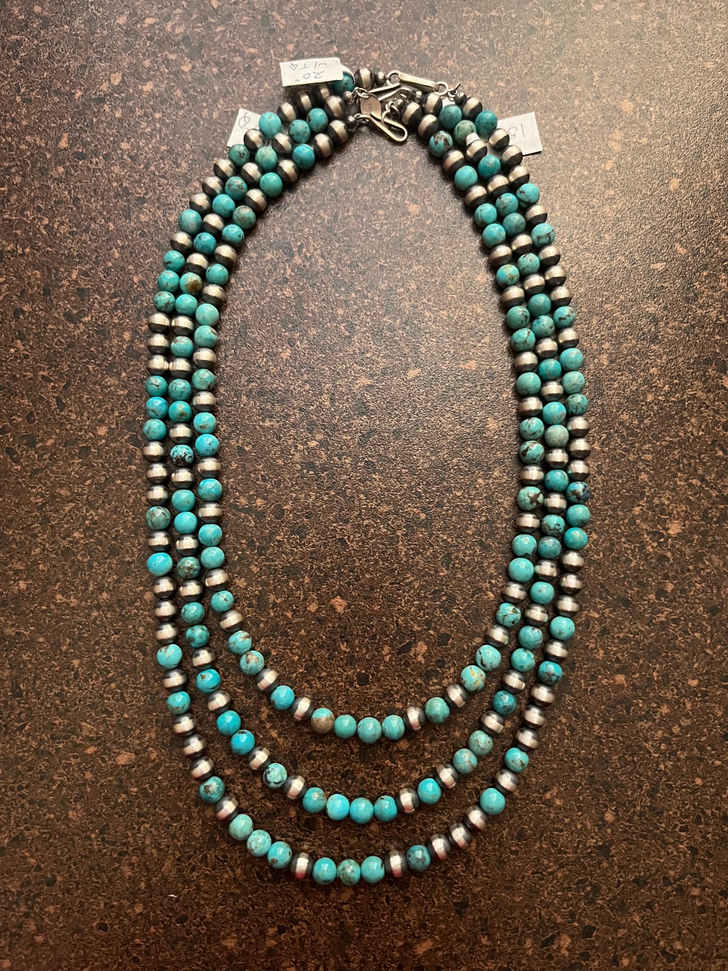 6MM Turquoise and Navajo Pearl Necklace