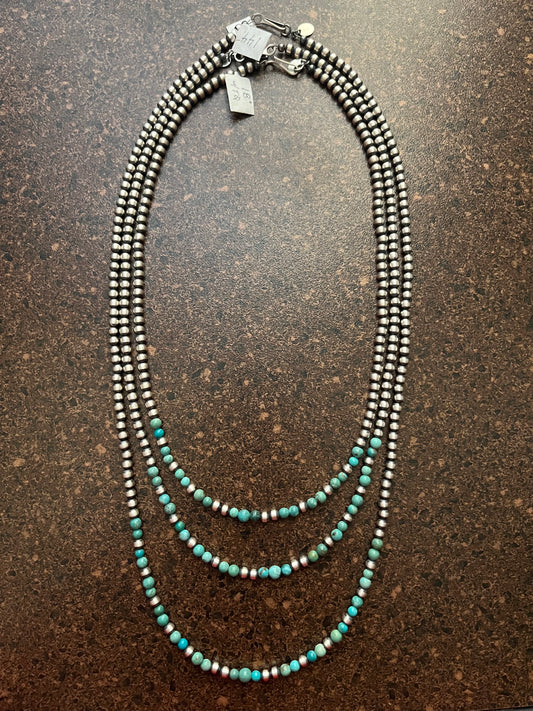 Turquoise and Navajo Pearl Necklace 4MM