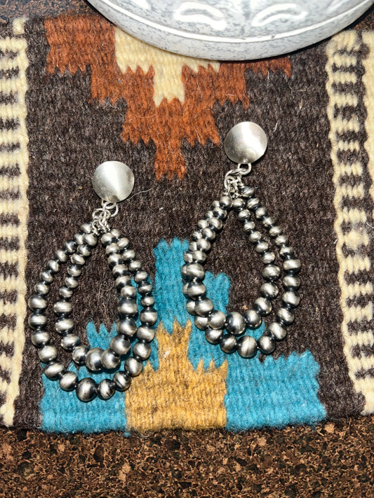 Double hooped Studded Navajo Pearl Earrings