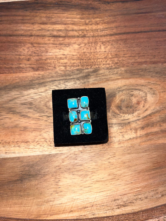 6 Stone Turquoise Adjustable Ring