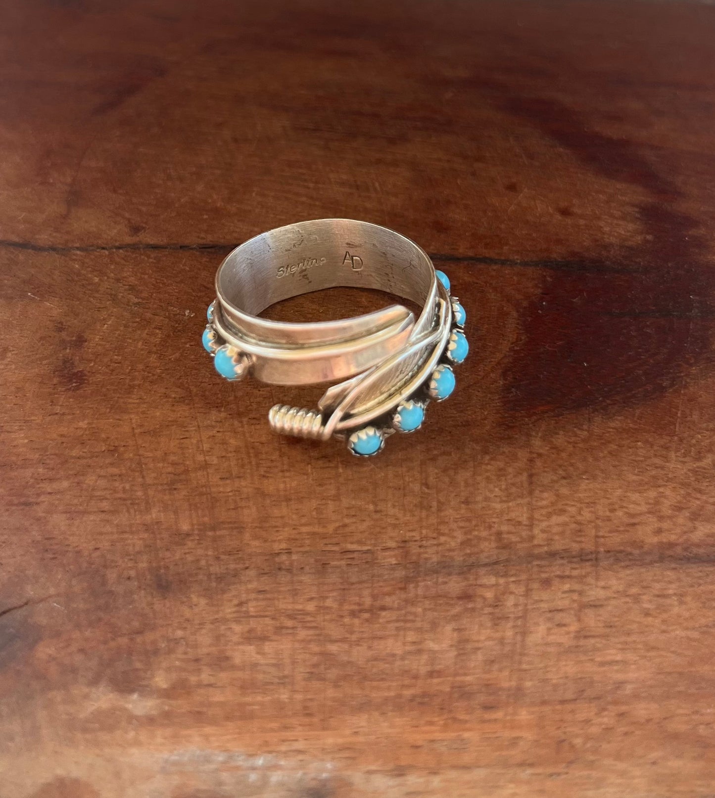 Adjustable Turquoise Feather Ring