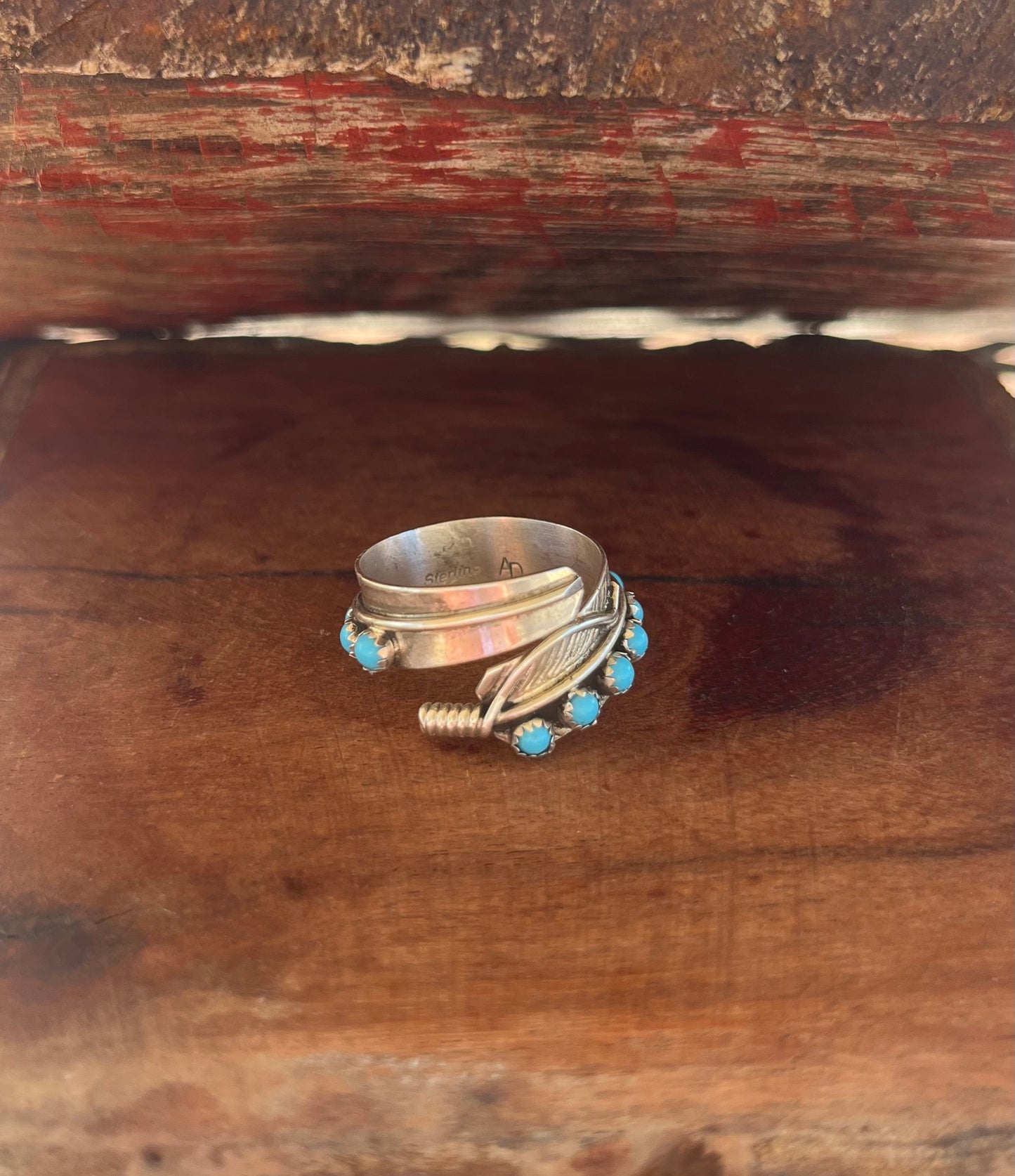 Adjustable Turquoise Feather Ring