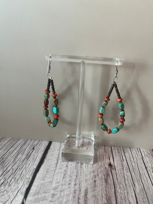 Turquoise and Spiny Teardrop Earrings