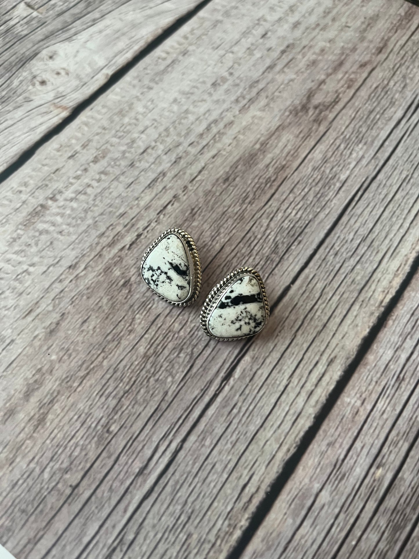 Navajo White Buffalo Earrings