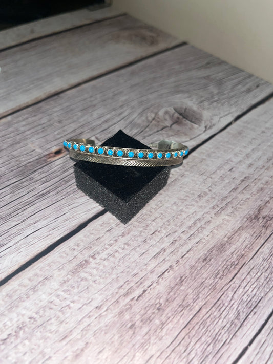 Feather and Turquoise Cuff