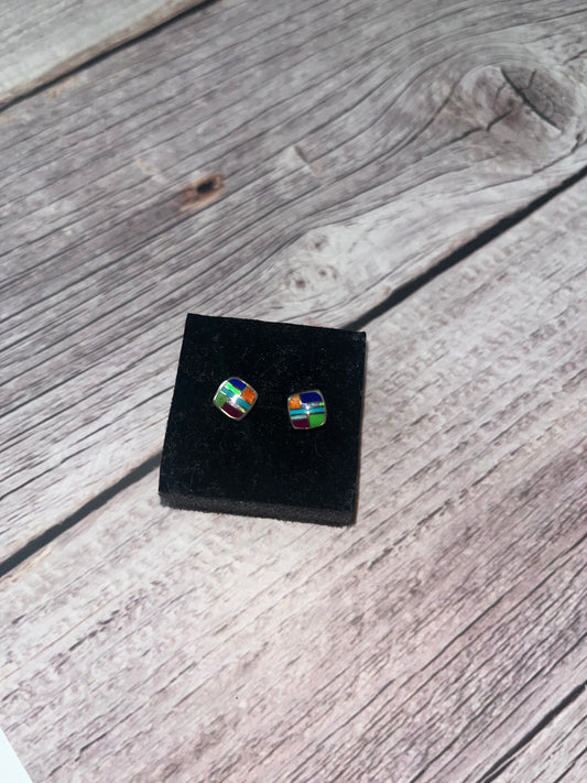 Colorful Inlay Stud Earring