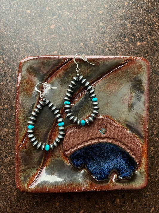 Saucer and Turquoise Earrings