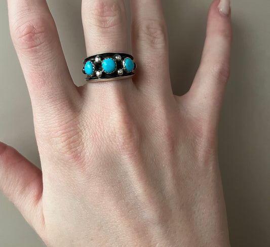 Three Stone Turquoise Ring